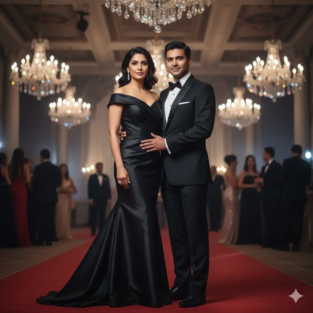 20 Gemini AI Prompts to Create Ultra-Realistic Couple Poses in 8K 11 Indian couple Black-tie Gala Formal Gemini ai prompt
