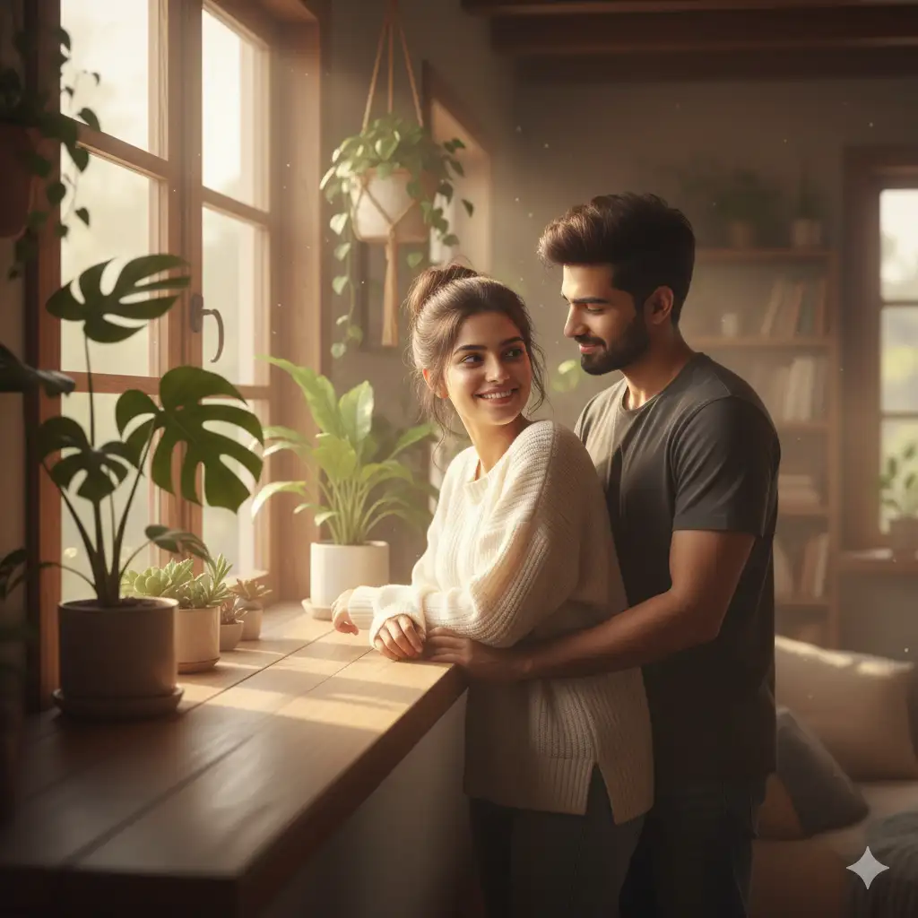20 Gemini AI Prompts to Create Ultra-Realistic Couple Poses in 8K 10 Indian couple Cozy Home Window Light Gemini ai prompt