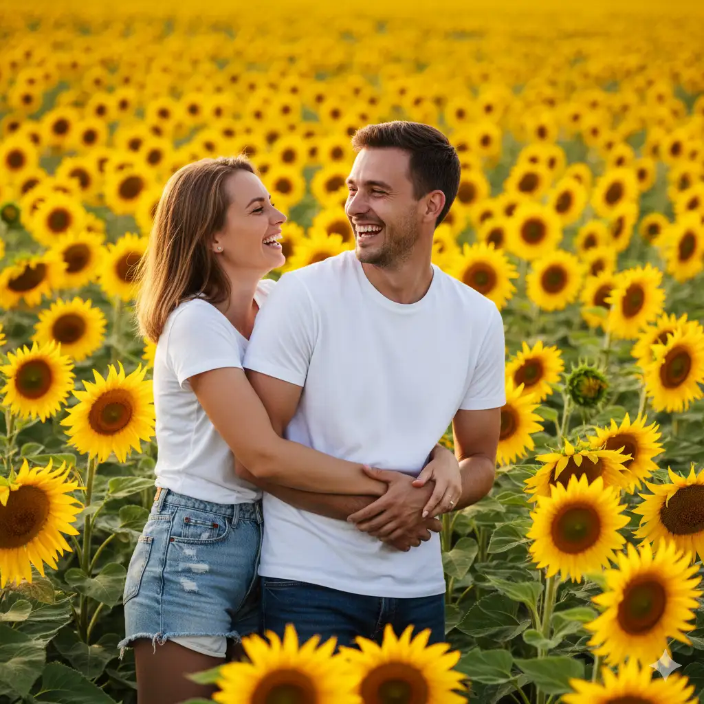 20 Gemini AI Prompts to Create Ultra-Realistic Couple Poses in 8K 21 Couple Sunflower Field Lean-In gemini ai prompt