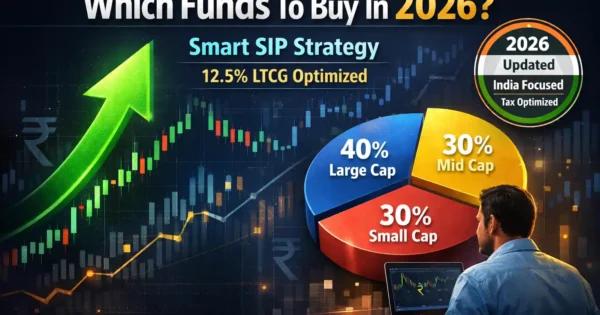 Best mutual funds to buy in 2026 India – Flexi Cap, Mid Cap and Small Cap allocation strategy with 12.5% LTCG tax optimization and Smart SIP plan.