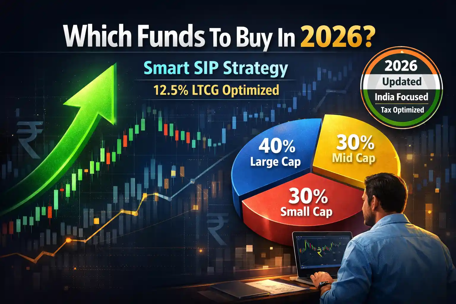 Best mutual funds to buy in 2026 India – Flexi Cap, Mid Cap and Small Cap allocation strategy with 12.5% LTCG tax optimization and Smart SIP plan.
