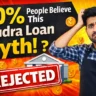 Mudra loan myth rejection thumbnail with confused business owner and bank rejected stamp