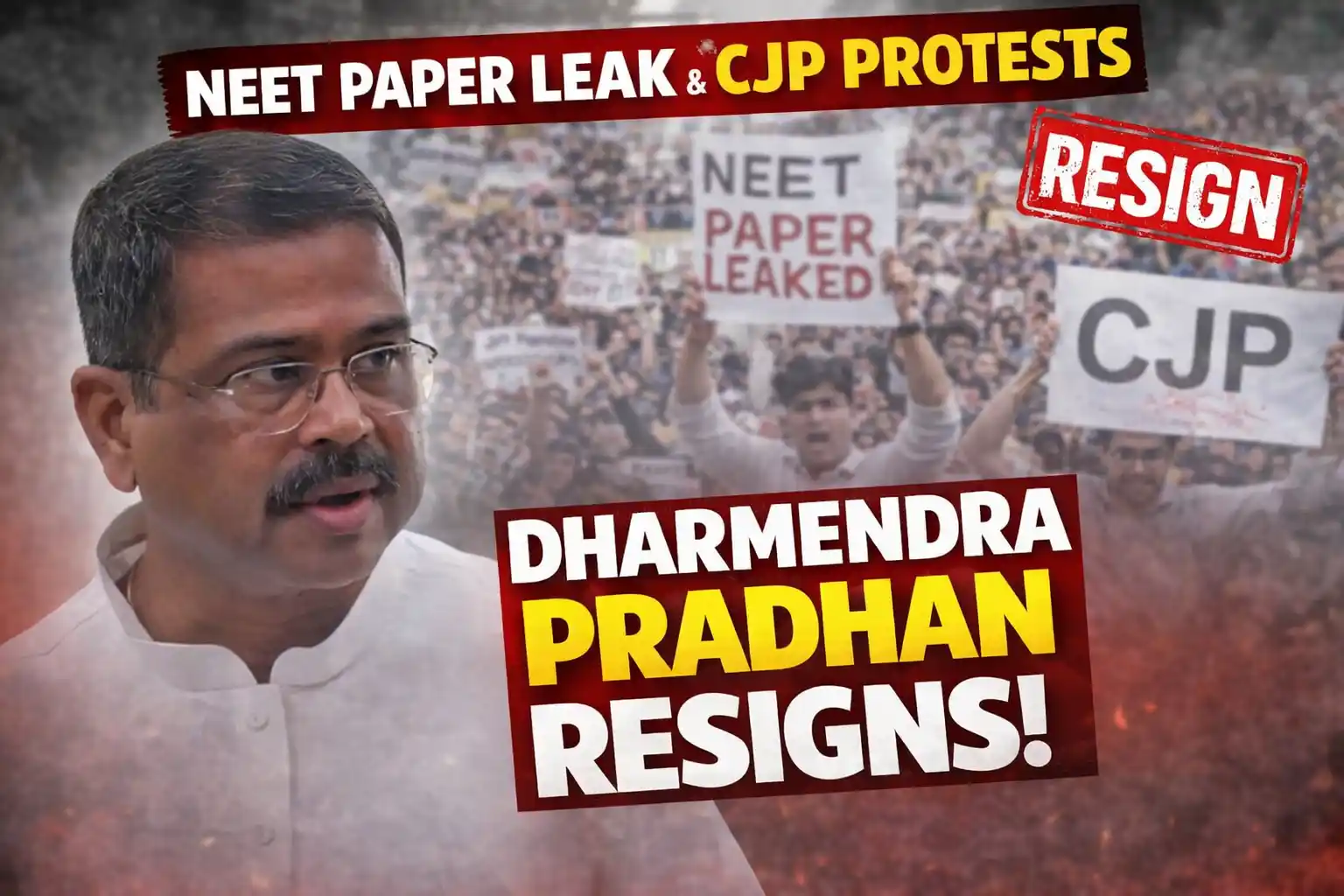 Dharmendra Pradhan resignation, NEET paper leak scandal, Cockroach Janta Party, CJP protests Jantar Mantar, Education Minister resigns, NEET UG 2026, Abhijeet Dipke,